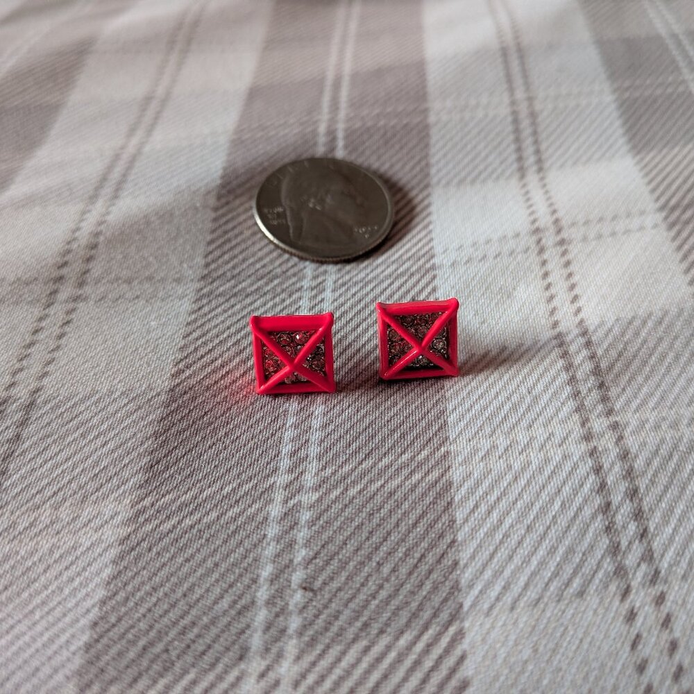 Lightly Used J. Crew Pink Square Stud Earrings